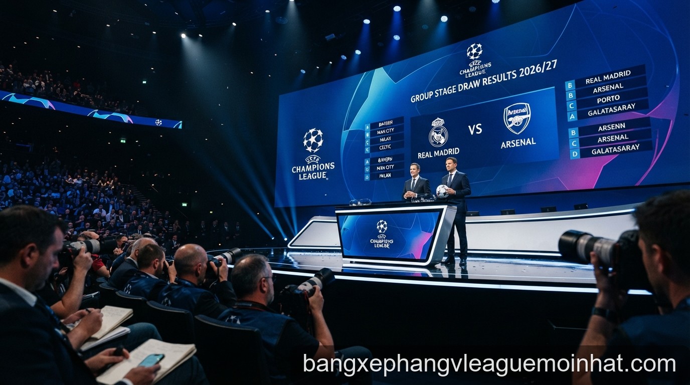 Kết quả bốc thăm Champions League 2026/27: Real Madrid đối đầu Arsenal, bảng đấu tử thần lộ diện
